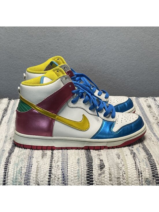 Nike Shoes - Nike Dunk High GS Youth 6.5 Womens Size 8 Multicolor Patent Leather Sneakers